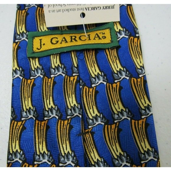 Men's Necktie J Garcia Tie Birdland Blue & Gold 100% Silk - Picture 4 of 6